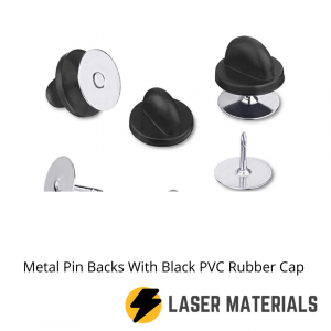 Metal Pin Backs With Black PVC Rubber Cap