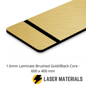 1.6mm Laminate Brushed Gold/Black Core - 600 x 400 mm