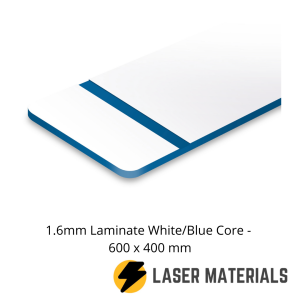 1.6mm Laminate White/Blue Core - 600 x 400 mm
