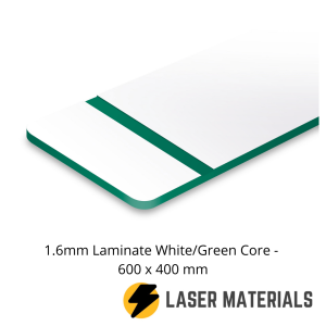 1.6mm Laminate White/Green Core - 600 x 400 mm