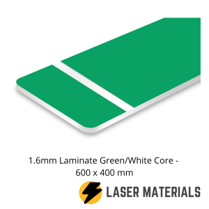 1.6mm Laminate Green/White Core - 600 x 400 mm