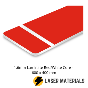 1.6mm Laminate Red/White Core - 600 x 400 mm