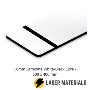 1.6mm Laminate White/Black Core - 600 x 400 mm