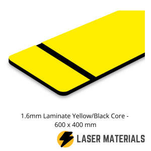1.6mm Laminate Yellow/Black Core - 600 x 400 mm