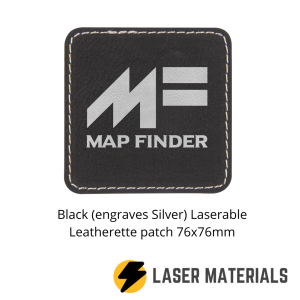 Black (engraves Silver) Laserable Leatherette patch 76x76mm