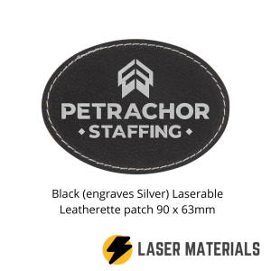 Black (engraves Silver) Laserable Leatherette patch 90 x 63mm
