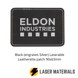 Black (engraves Silver) Laserable Leatherette patch 90x63mm