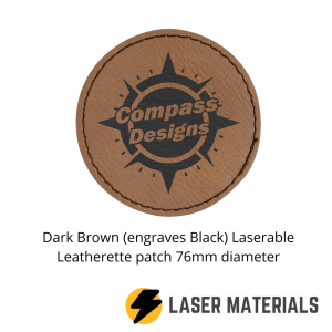 Dark Brown (engraves Black) Laserable Leatherette patch 76mm diameter