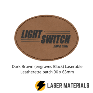 Dark Brown (engraves Black) Laserable Leatherette patch 90 x 63mm
