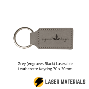 Grey (engraves Black) Laserable Leatherette keyring 70 x 30mm