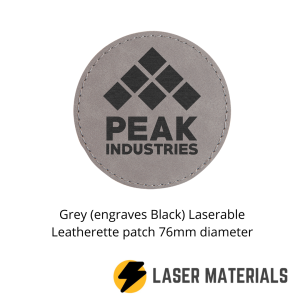 Grey (engraves Black) Laserable Leatherette patch 76mm diameter