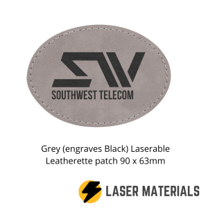 Grey (engraves Black) Laserable Leatherette patch 90 x 63mm