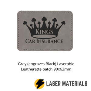 Grey (engraves Black) Laserable Leatherette patch 90x63mm