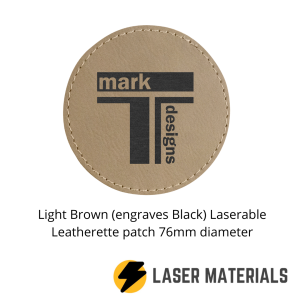 Light Brown (engraves Black) Laserable Leatherette patch 76mm diameter