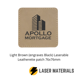 Light Brown (engraves Black) Laserable Leatherette patch 76x76mm