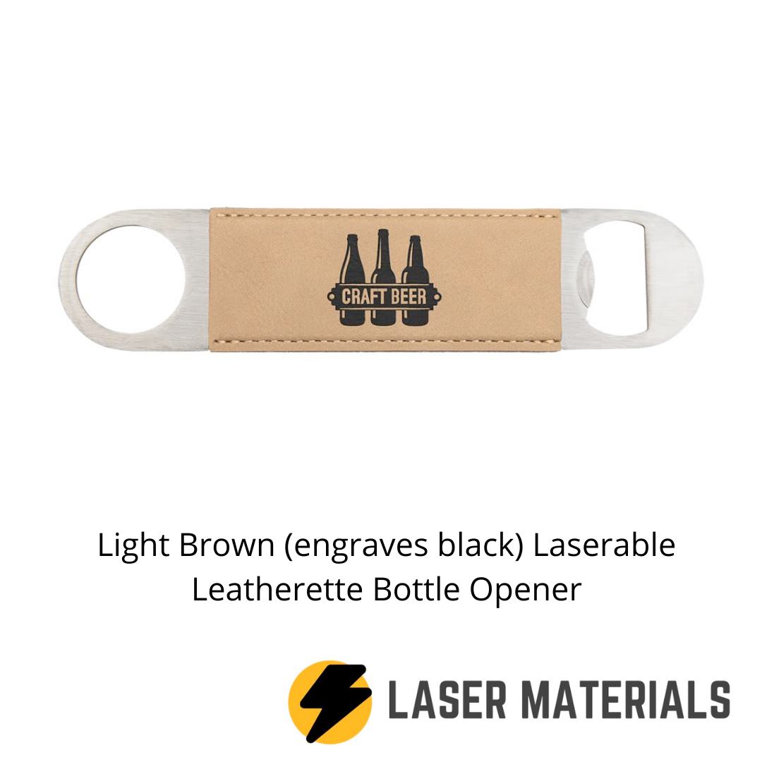 Light Brown (engraves black) Laserable Leatherette Bottle Opener