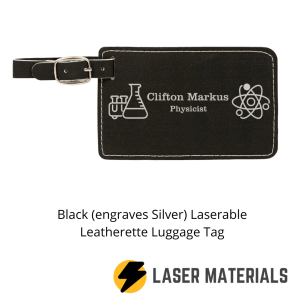 Black (engraves Silver) Laserable Leatherette Luggage Tag