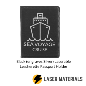Black (engraves silver) Laserable Leatherette Passport Holder