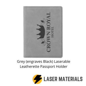 Grey (engraves Black) Laserable Leatherette Passport Holder
