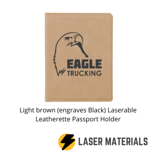 Light brown (engraves Black) Laserable Leatherette Passport Holder