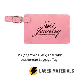 Pink (engraves black) Laserable Leatherette Luggage Tag