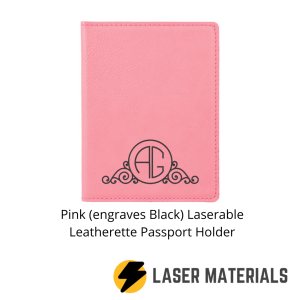 Pink (engraves black) Laserable Leatherette Passport Holder