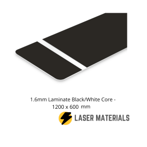 1.6mm laminate black white core 1200 x 600mm