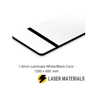 1.6mm laminate white black core 1200 x 600mm