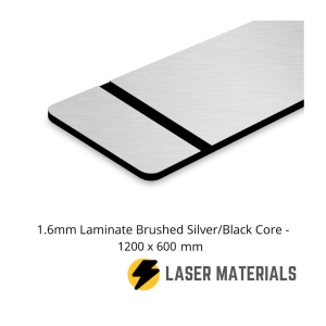 1.6mm laminate silver black core 1200 x 600mm