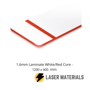 1.6mm laminate white red core 1200 x 600mm