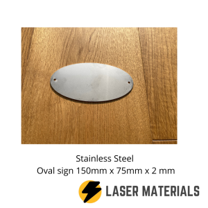 stainless steel Oval sign for laser etching 150mm x 75mm x 2 mm