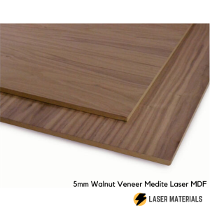 5mm Walnut Veneer Medite Laser MDF 1200 x 600 mm